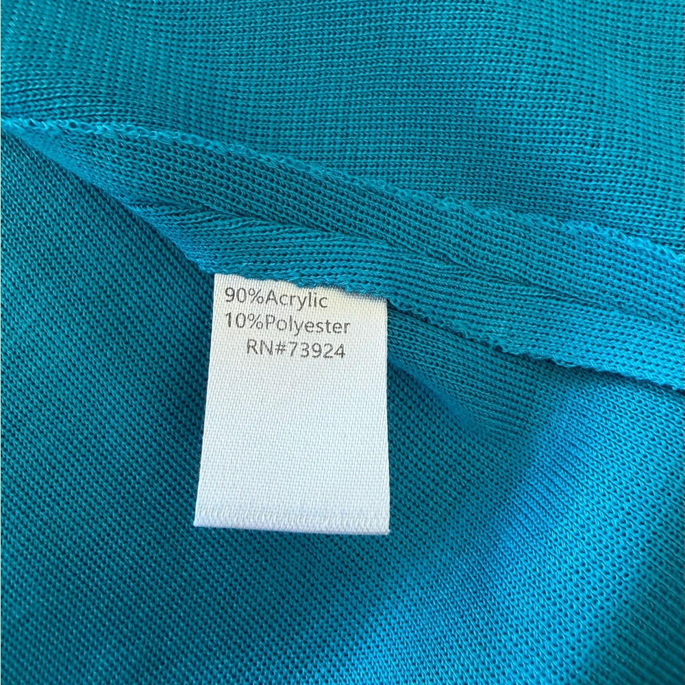 Women’s Ming Wang Ribbed Knit Sweater Shirt Aqua/Turquoise Small Office - Picture 9 of 9